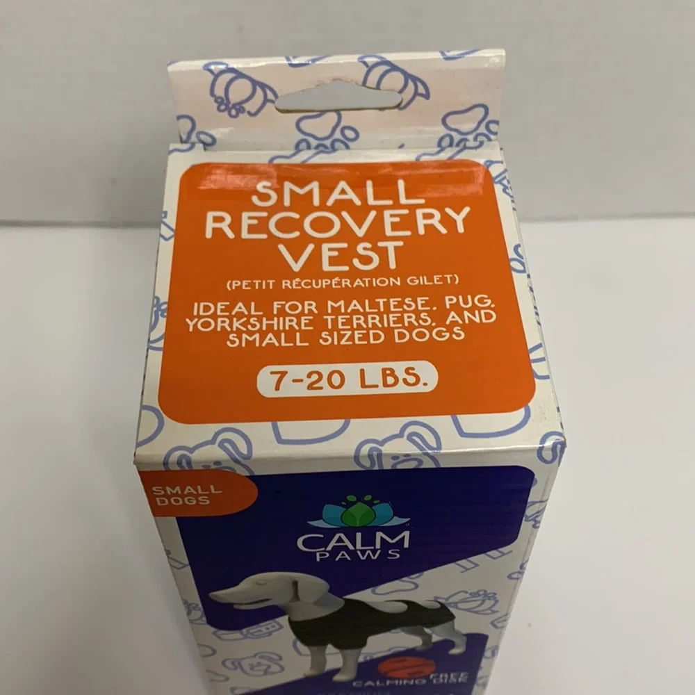 Calm Paws | Black Small Dog Premium Recovery Vest | Calming Disk | Surgery Help